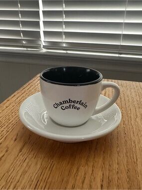 White & Black Ceramic Espresso Cup and Saucer